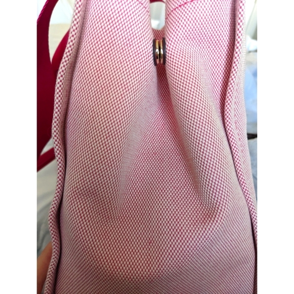 KATE SPADE Pink Kip Large CANVAS TOTE with Spade Charm and Signature Strap - Picture 9 of 17